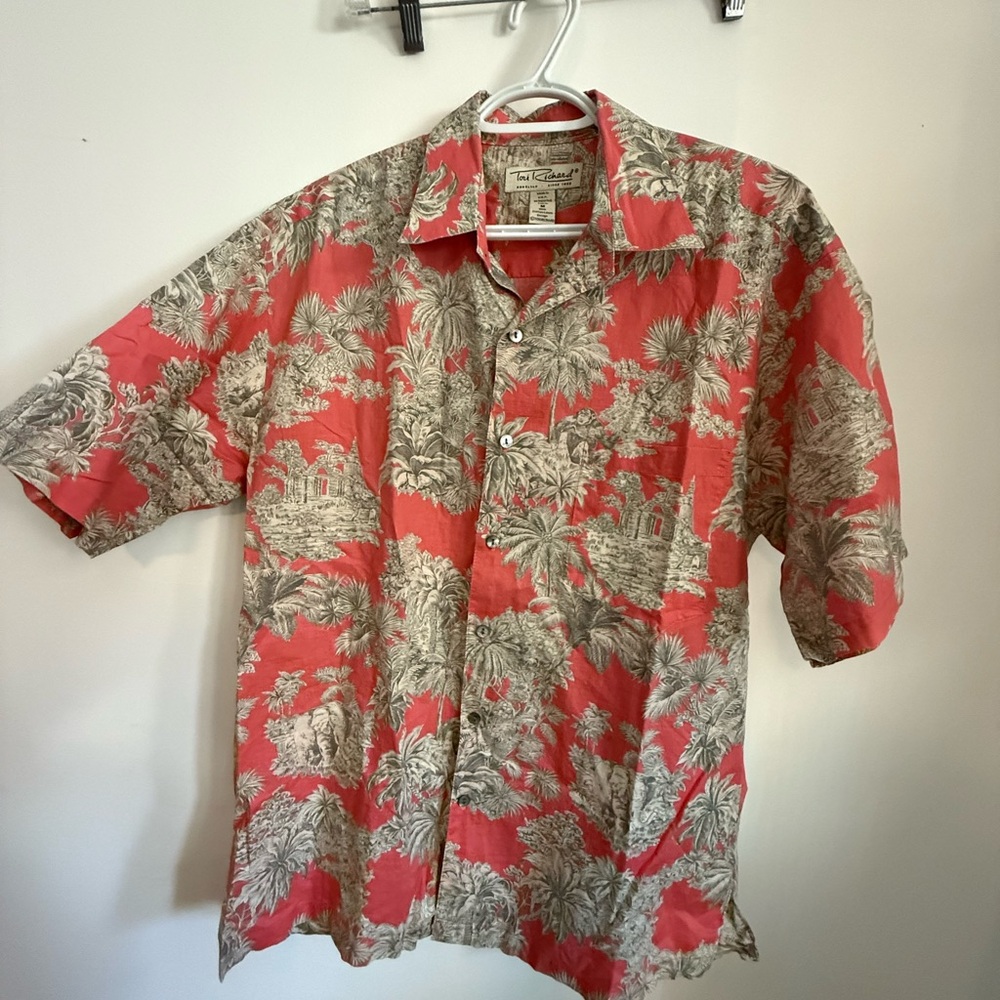 Tori Richard Honolulu Coral and Gray/Cream Men's Aloha Cotton Shirt